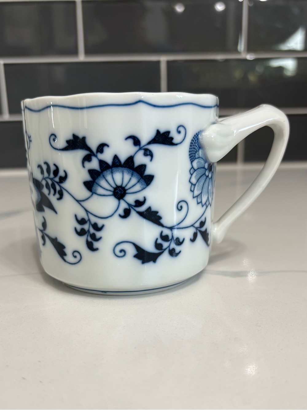 Blue Danube Porcelain Blue Floral Mug - Classic White and Navy Design Japanese